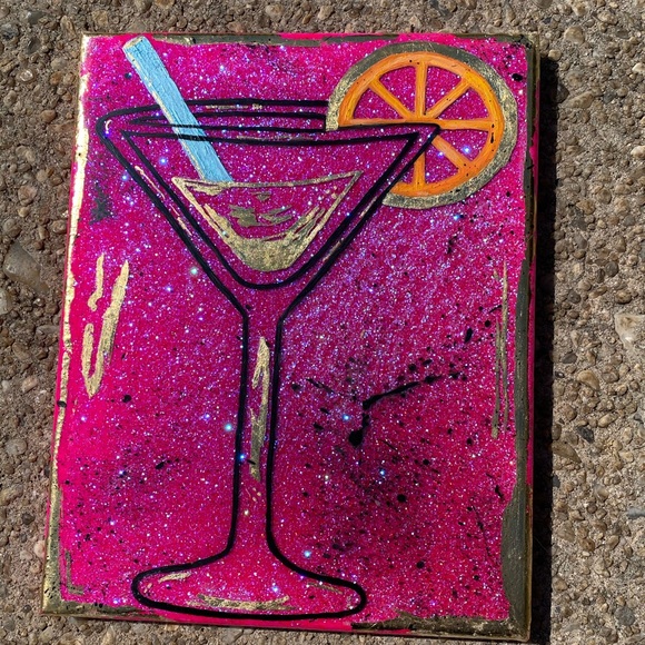 Original Resin & Acrylic Painting 💕 Martini Glass - Picture 7 of 8